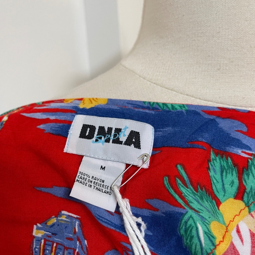 DNLA Sport Red Tropical Hula Dancer Rayon Sleeveless Maxi Dress Womens Medium - Picture 4 of 5